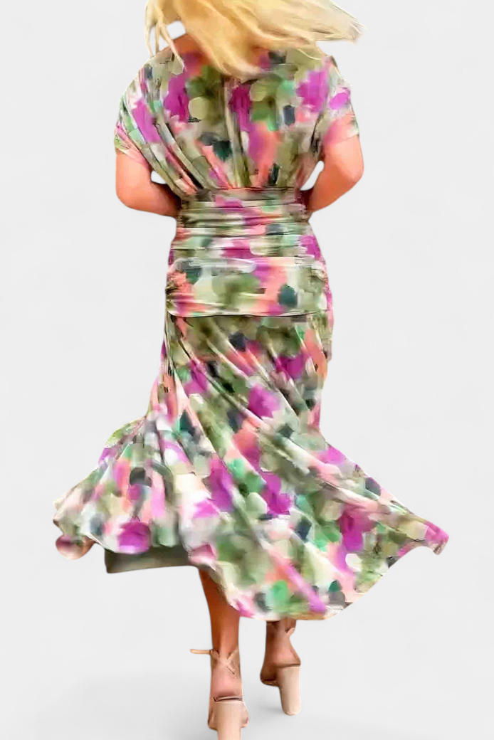 Women's Off-Shoulder Ruched Floral Midi Dress - photo 16