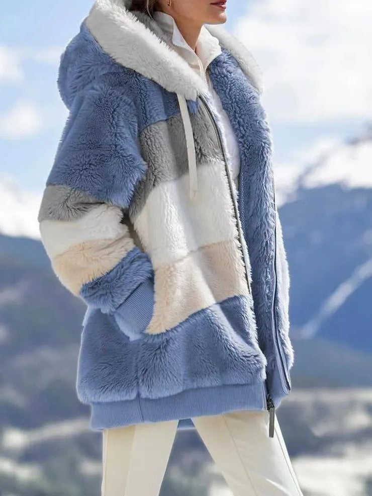 Contrasting Lamb Wool Padded Coat - photo 2