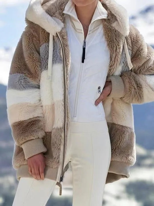 Contrasting Lamb Wool Padded Coat - photo 1