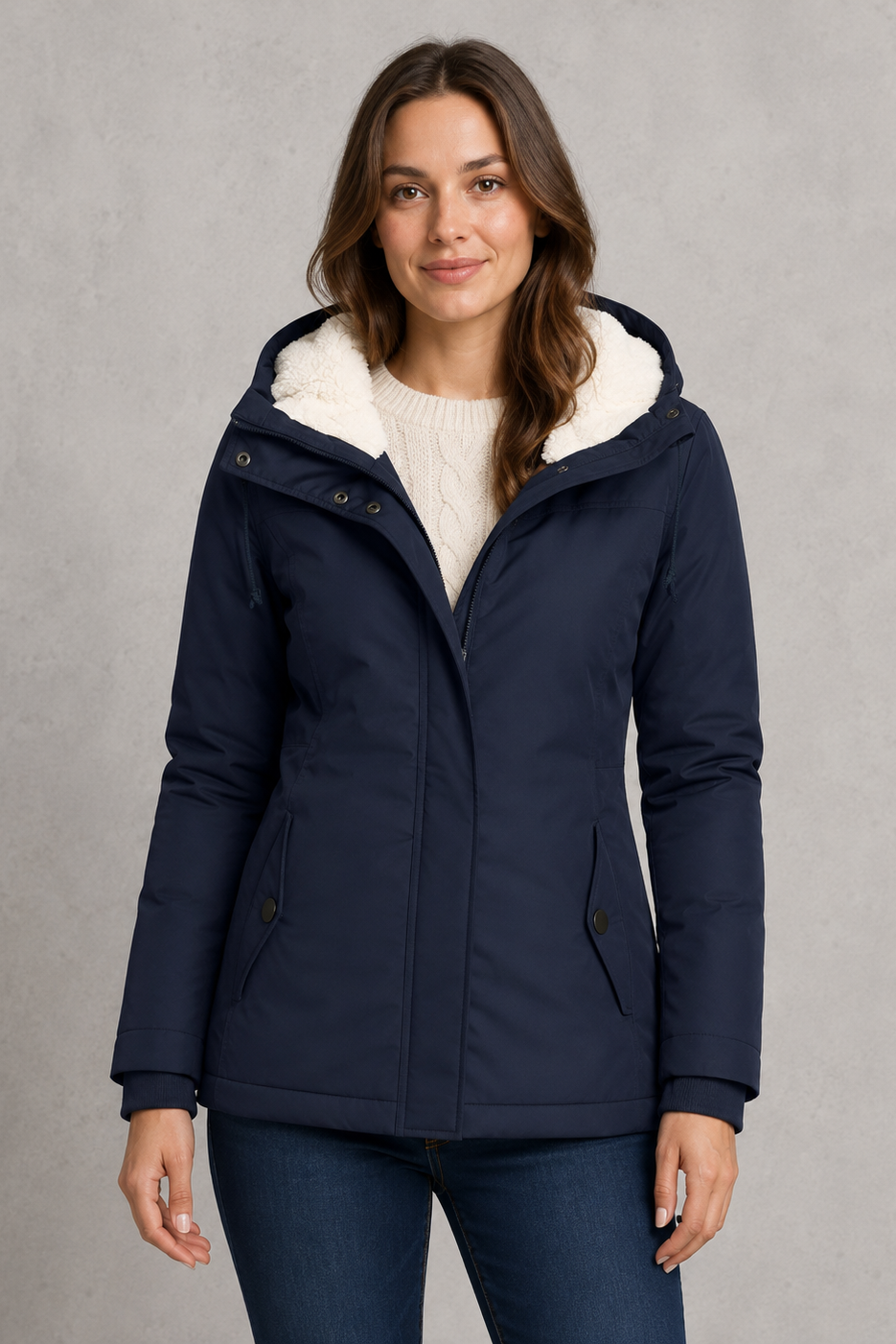 Jenna - Women's Longline Hooded Coat with Fleece Lining - photo 1