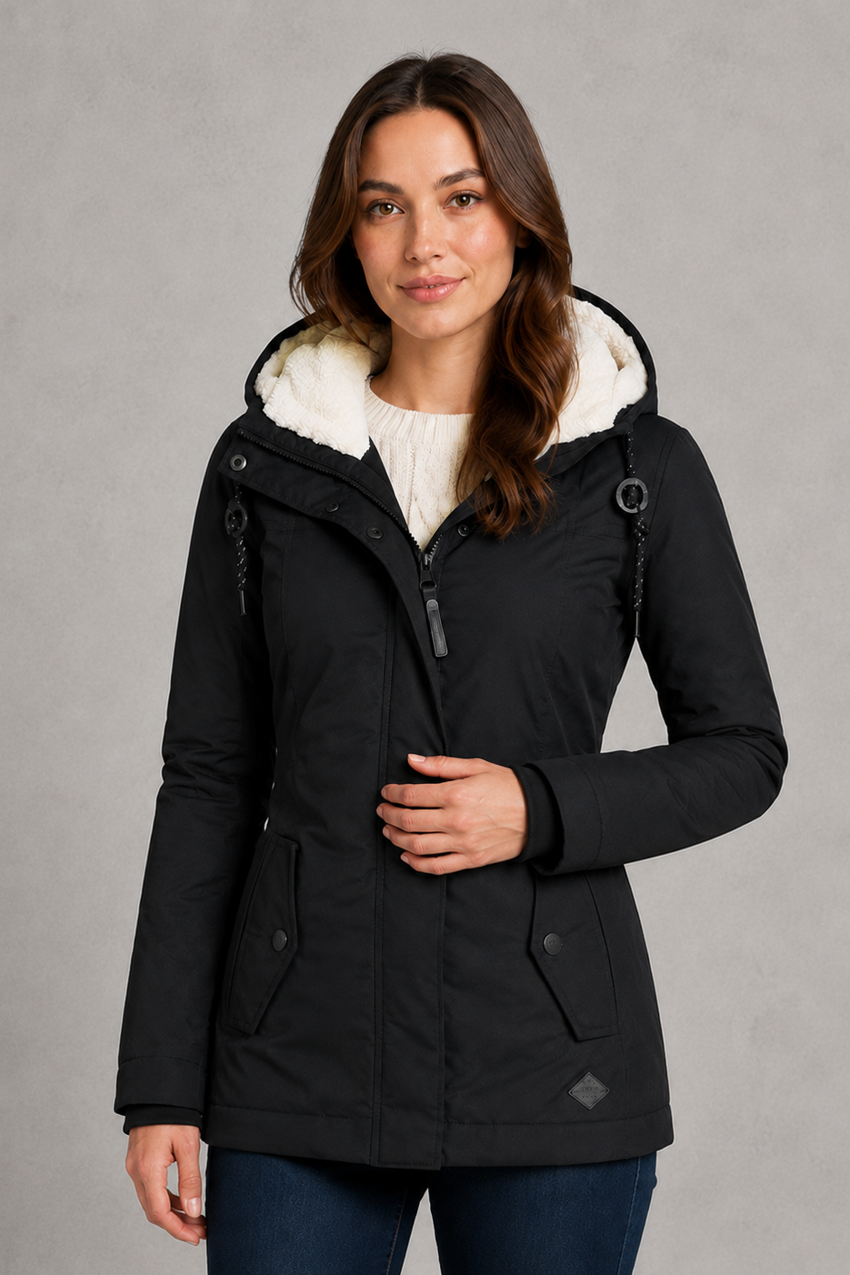 Jenna - Women's Longline Hooded Coat with Fleece Lining - photo 4
