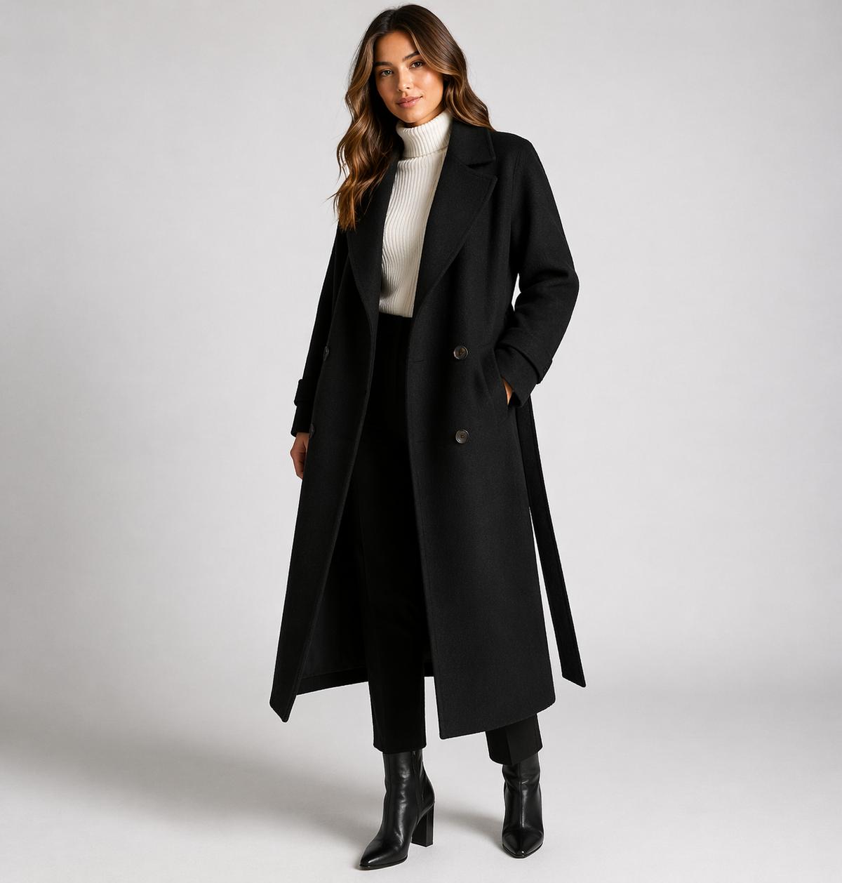 Leigh - Women's Coat with Double-Breasted Front and Side Pockets - photo 2