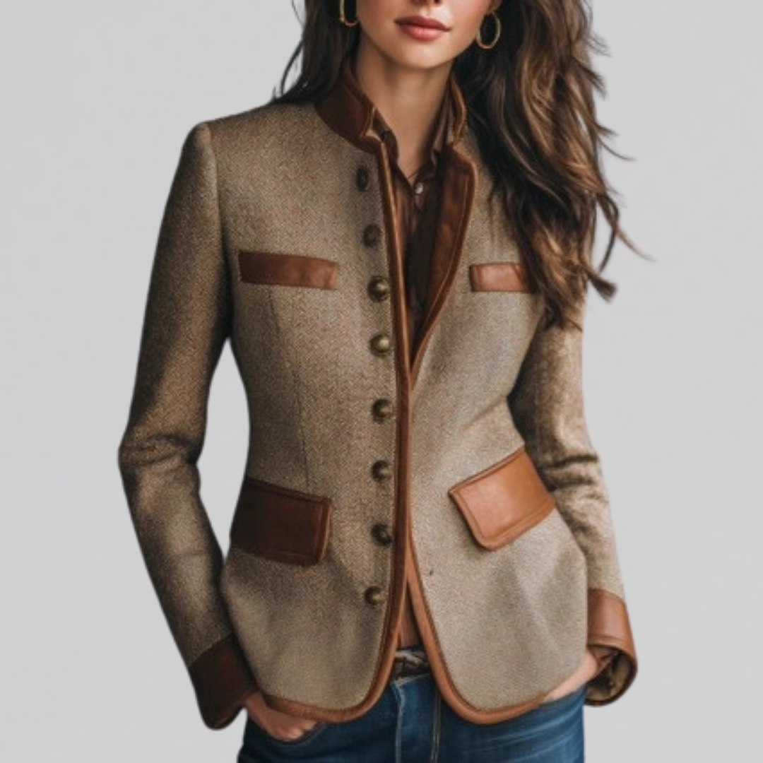 Lynn - Women's Relaxed Blazer with Colour Blocking and Button Front - photo 1