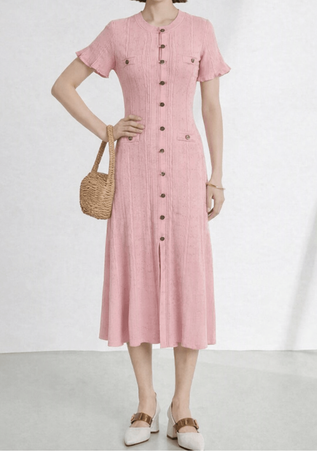 Melanie - Women's Knitted Dress with V-Neck - photo 6