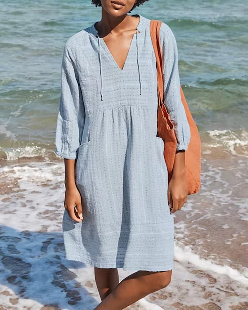 Alice Bohemian Summer Midi Dress V-Neck Cotton Women - photo 1