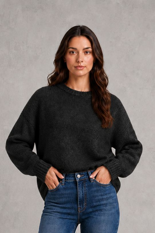 Nina - Women's Relaxed Oversized Crew Neck Knit Jumper - photo 12