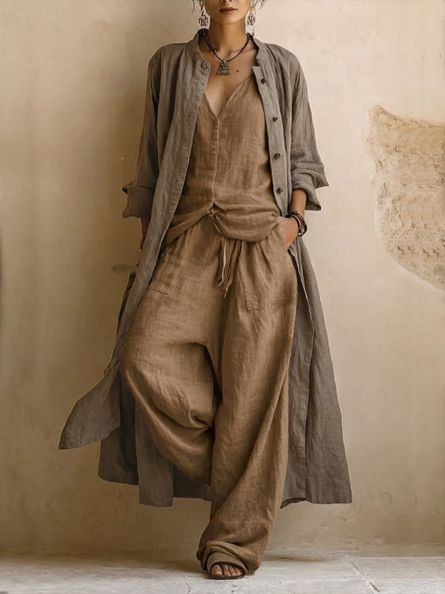Arlette - Women's Bohemian Cotton & Linen Three-Piece Set - photo 1