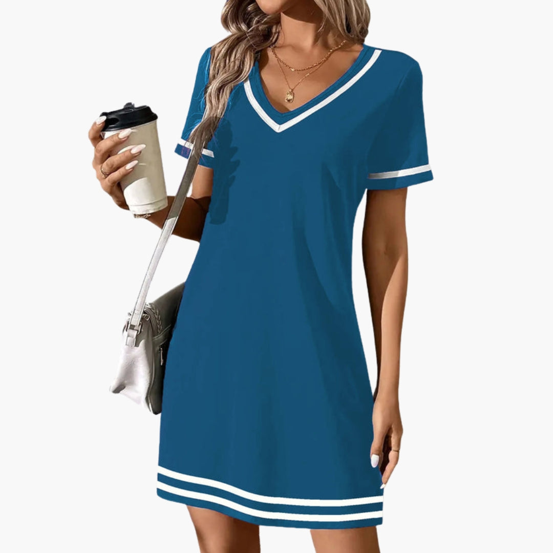 Pascaline - Women's Flowing Mini Dress with V-Neck - photo 2