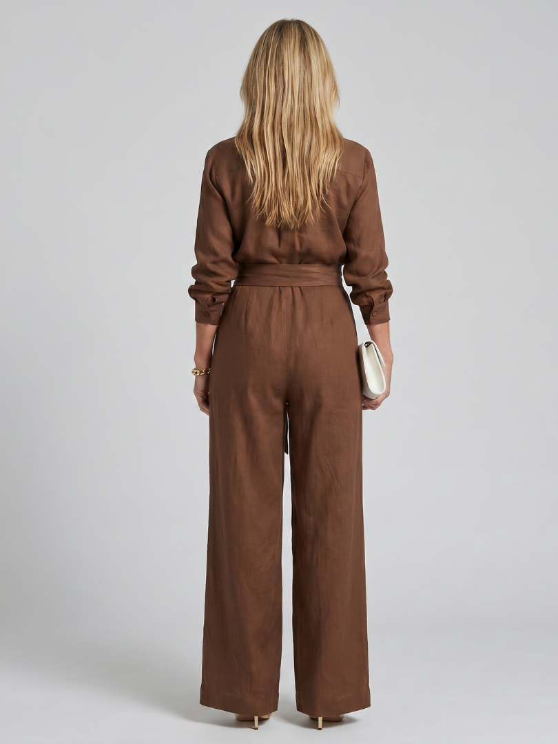 Patricia - Women's Jumpsuit with Wide Leg and Long Sleeves - photo 7