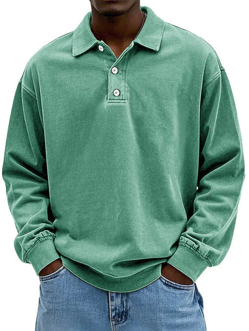 William - Men's Vintage Style Long Sleeve Polo Shirt - photo 3