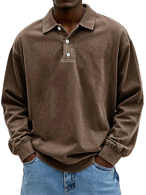 William - Men's Vintage Style Long Sleeve Polo Shirt - photo 7