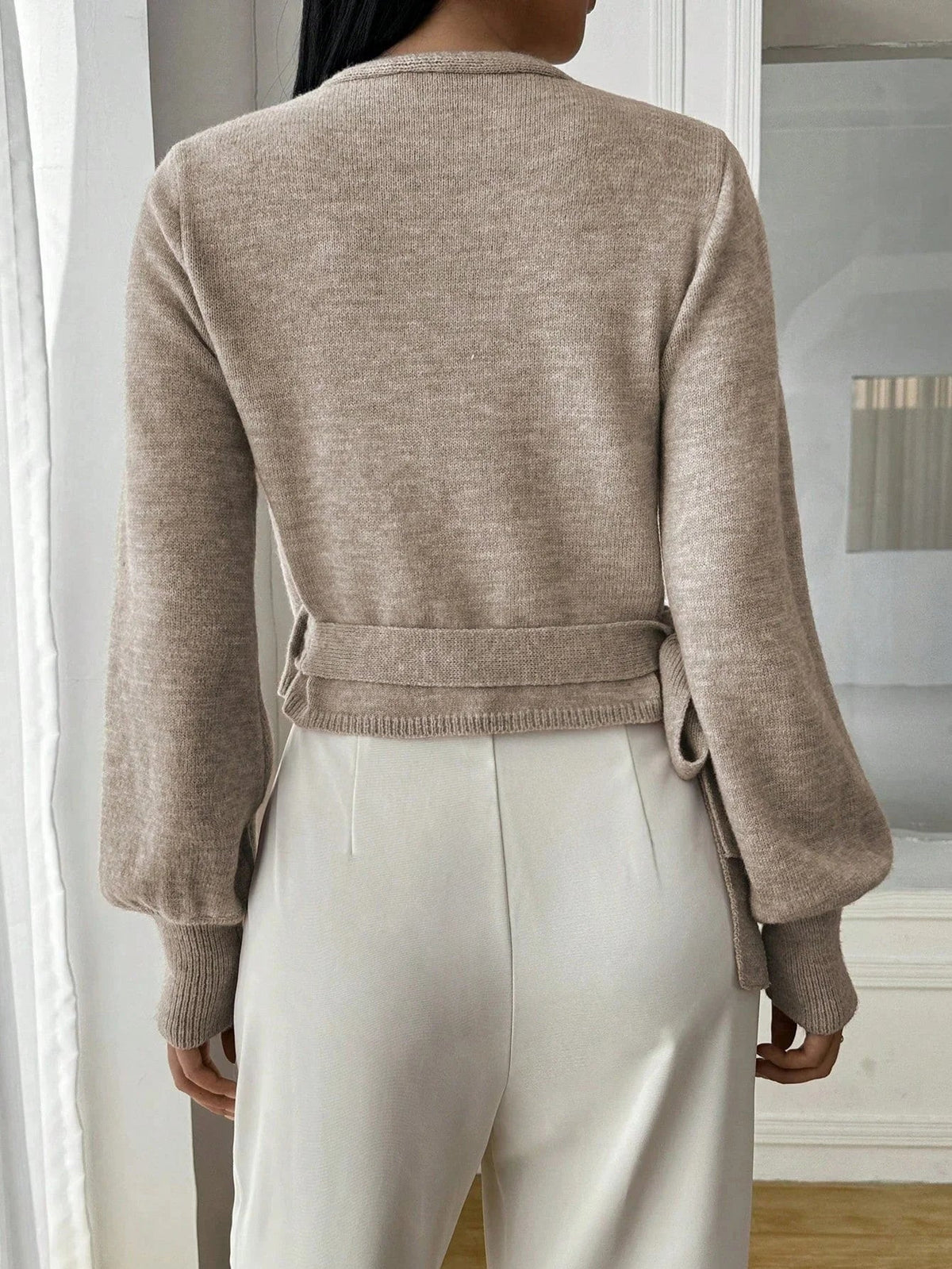 Alessia - Women's wrap sweater with tie belt - photo 8