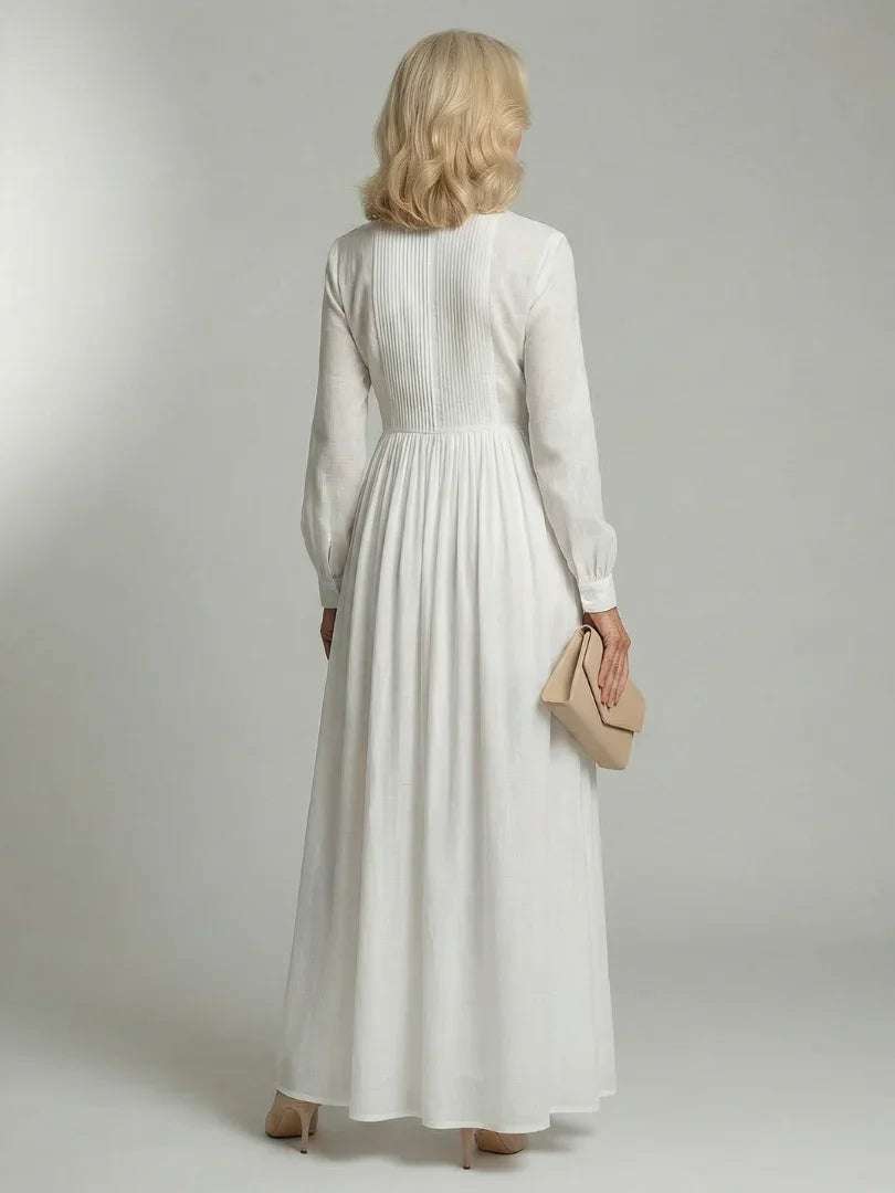 Robyn - Women's Relaxed Dress with Ruching and Button Front - photo 4