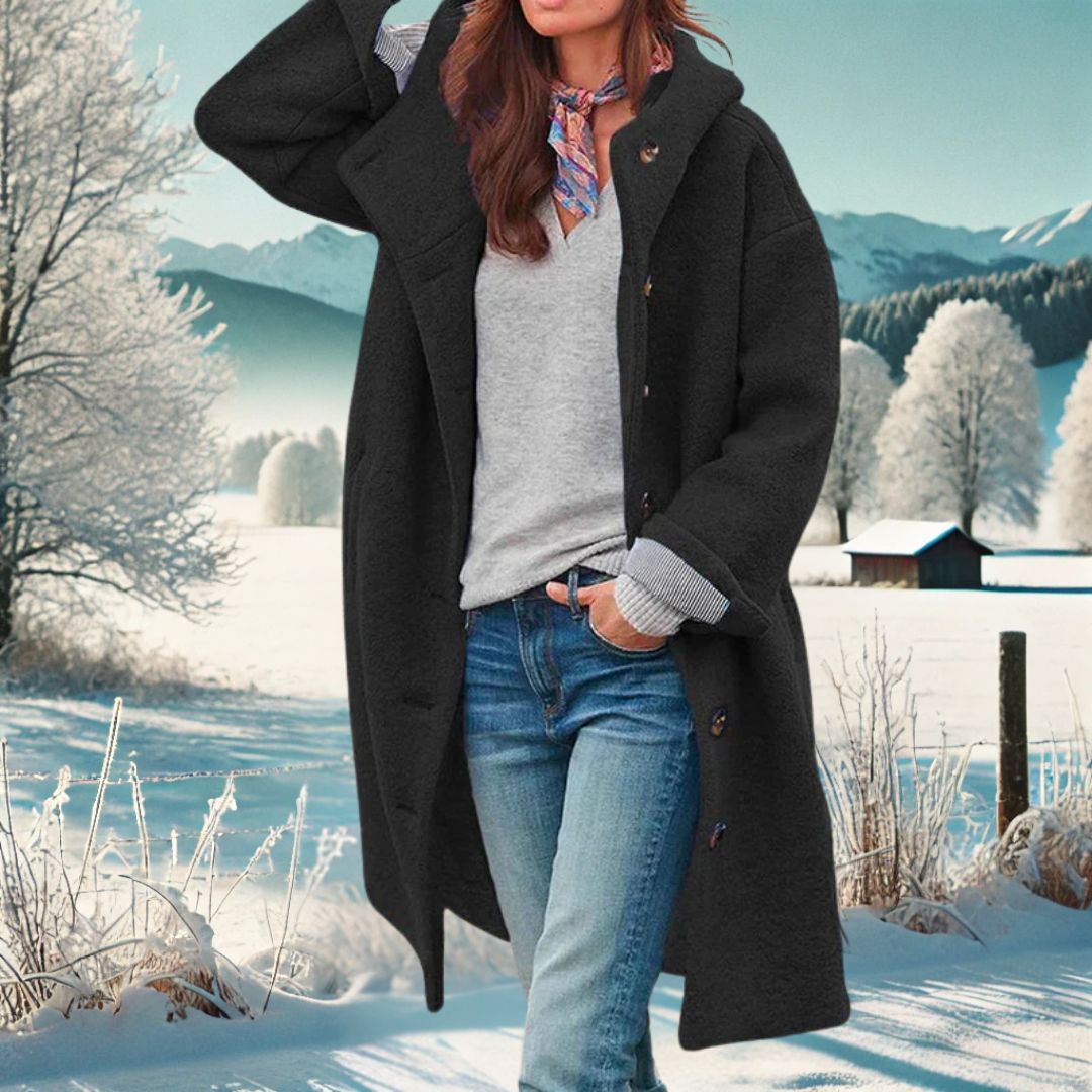 Kirsty - Women's Long Teddy Coat with Hood