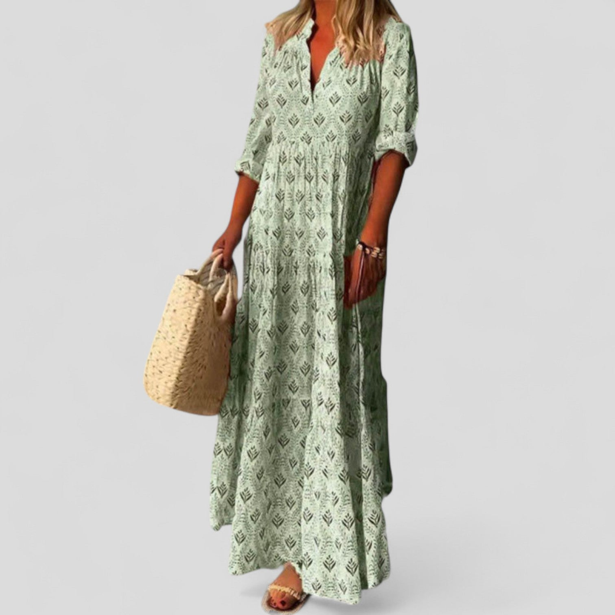 Wren - Women's Cotton Boho V-Neck Maxi Dress - photo 3